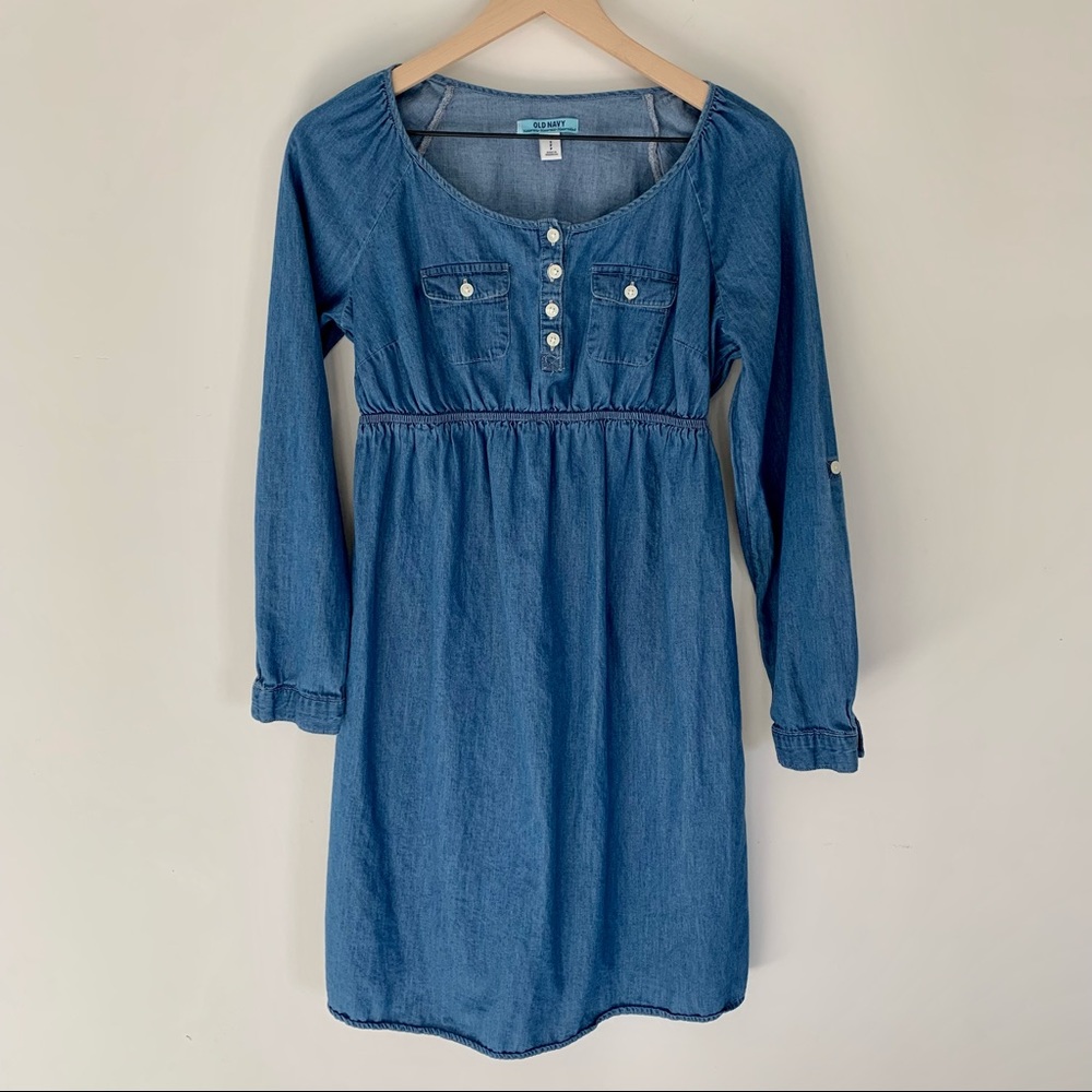 Old Navy Maternity Chambray Shirt Dress, M